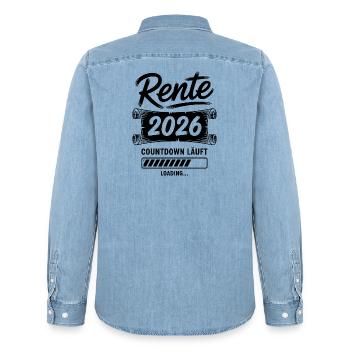 Le compte à rebours de la rente est lancé - Chemise en denim homme bio Stanley/Stella - bleu clair délavé - Dos - AI Model Male 185 light (185cm)