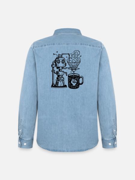 Grind or Die: Robot Chef for baristaer - Stanley/Stella herre denimskjorte økologisk - afbleget lyseblå
