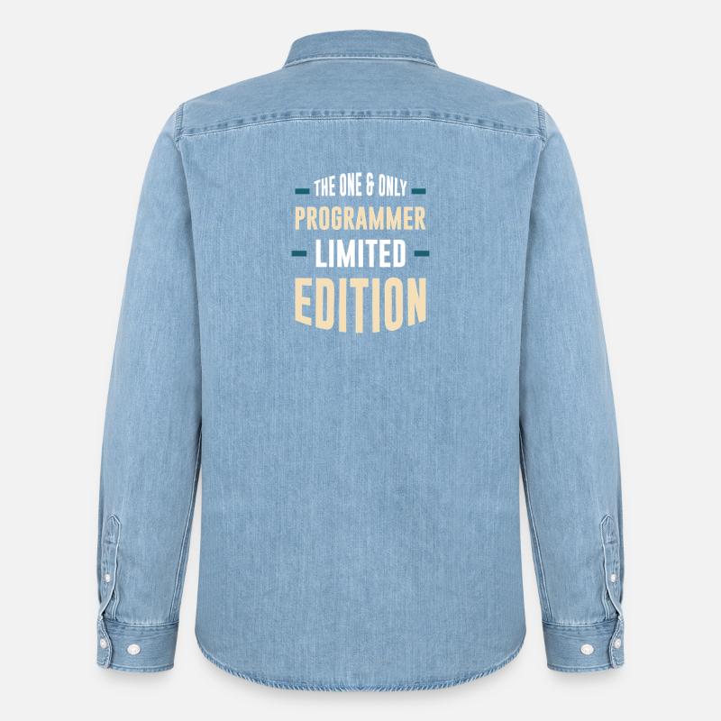 Édition limitée Only Programmer - Chemise en denim homme bio Stanley/Stella - bleu clair délavé