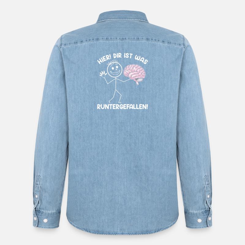 Hier Dir Ist Was Runtergefallen Sarkastischer - Männer Jeanshemd Organic von Stanley/Stella - verwaschenes Hellblau