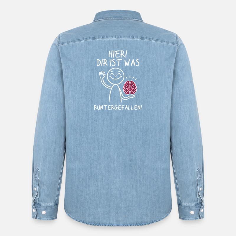 Hier Dir Ist Was Runtergefallen Sarkastischer - Männer Jeanshemd Organic von Stanley/Stella - verwaschenes Hellblau