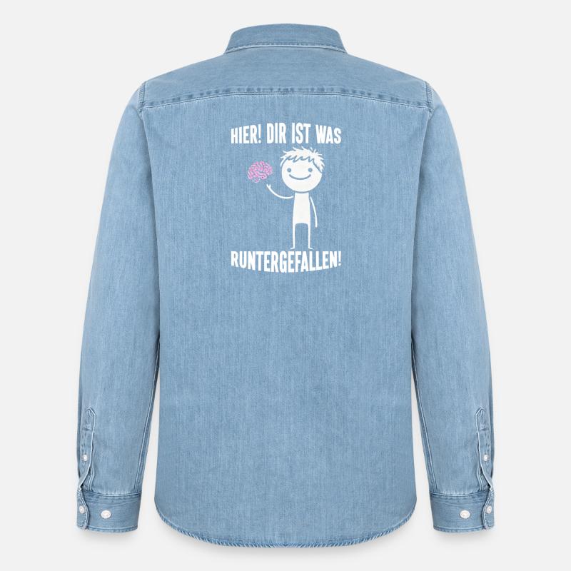 Hier Dir Ist Was Runtergefallen Sarkastischer - Männer Jeanshemd Organic von Stanley/Stella - verwaschenes Hellblau