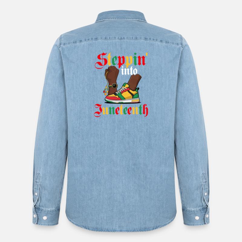 Steppin' Into Juneteenth – Schwarzer Stolz - Männer Jeanshemd Organic von Stanley/Stella - verwaschenes Hellblau