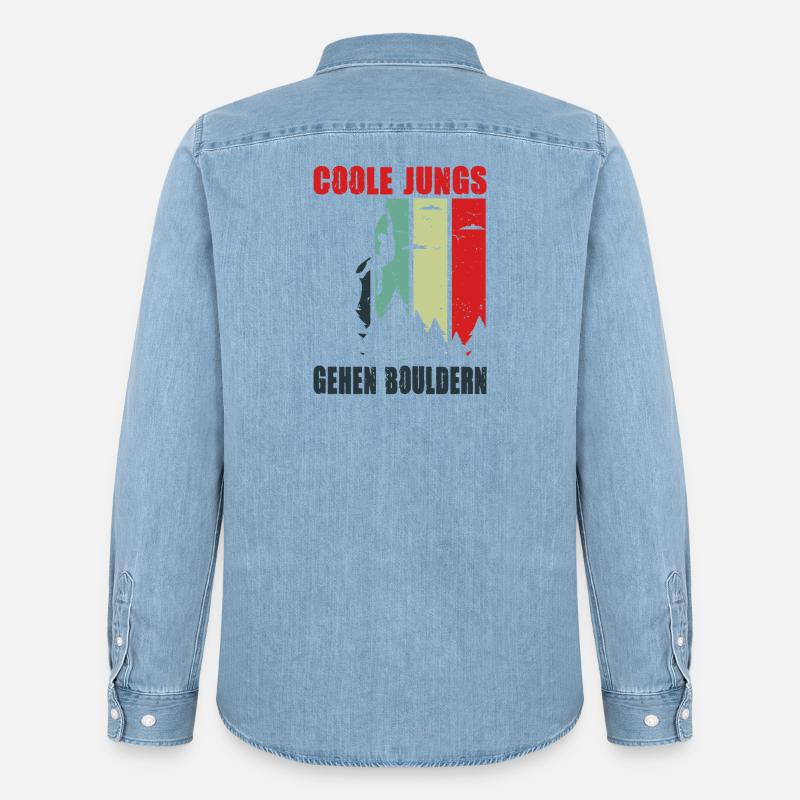 Bouldern Geschenke Klettern Kletterer Boulderer - Männer Jeanshemd Organic von Stanley/Stella - verwaschenes Hellblau