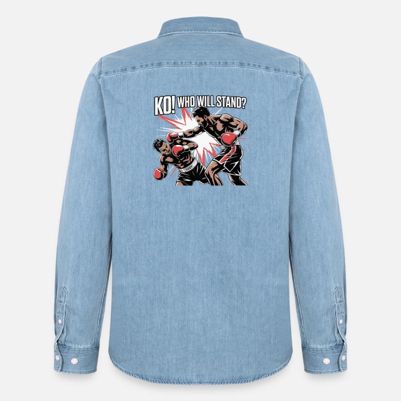 KO Showdown Graphic Boxing Burst - Männer Jeanshemd Organic von Stanley/Stella - verwaschenes Hellblau