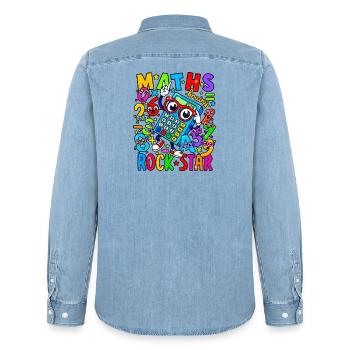 Calculatrice Rock Star de Mathématiques Néon - Chemise en denim homme bio Stanley/Stella - bleu clair délavé - Dos - AI Model Male 185 light (185cm)
