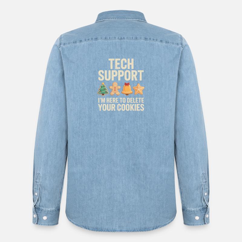 Tech Support Cookies Meme Tee - Männer Jeanshemd Organic von Stanley/Stella - verwaschenes Hellblau