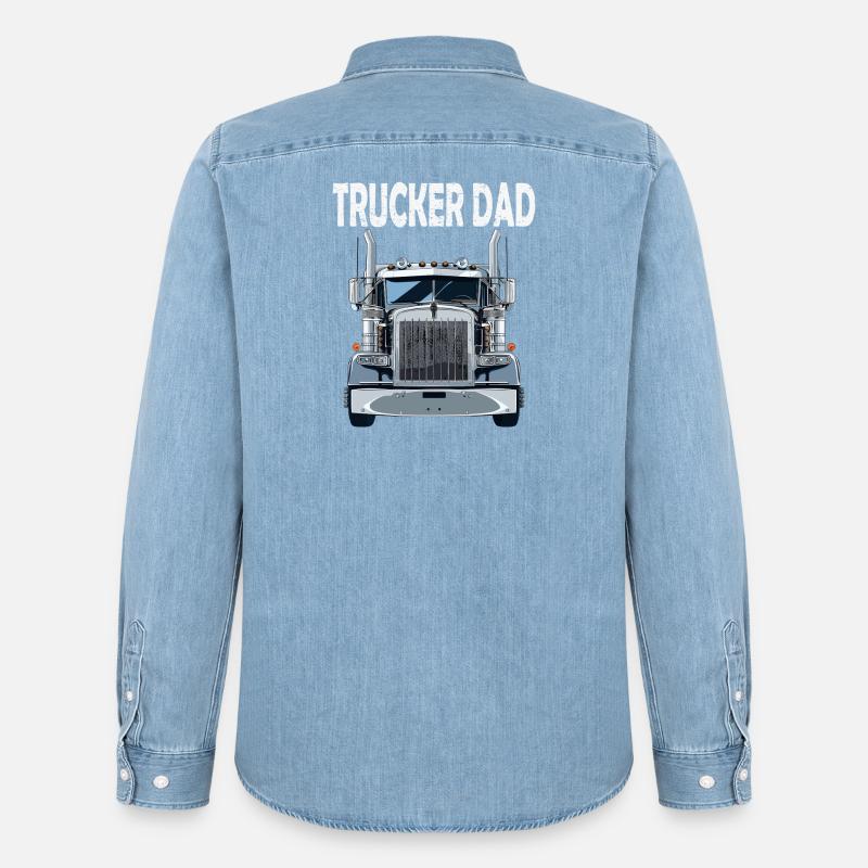Trucker Dad Frontale Kraft - Männer Jeanshemd Organic von Stanley/Stella - verwaschenes Hellblau
