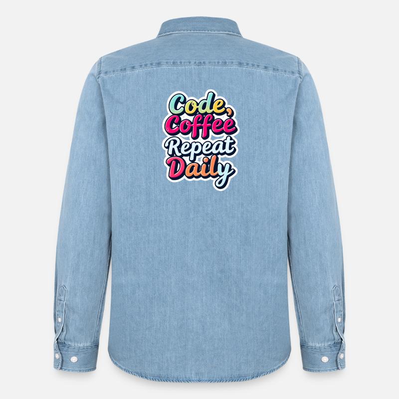 Code Schlaf Debug Wiederholungsprogramm Shirt - Männer Jeanshemd Organic von Stanley/Stella - verwaschenes Hellblau