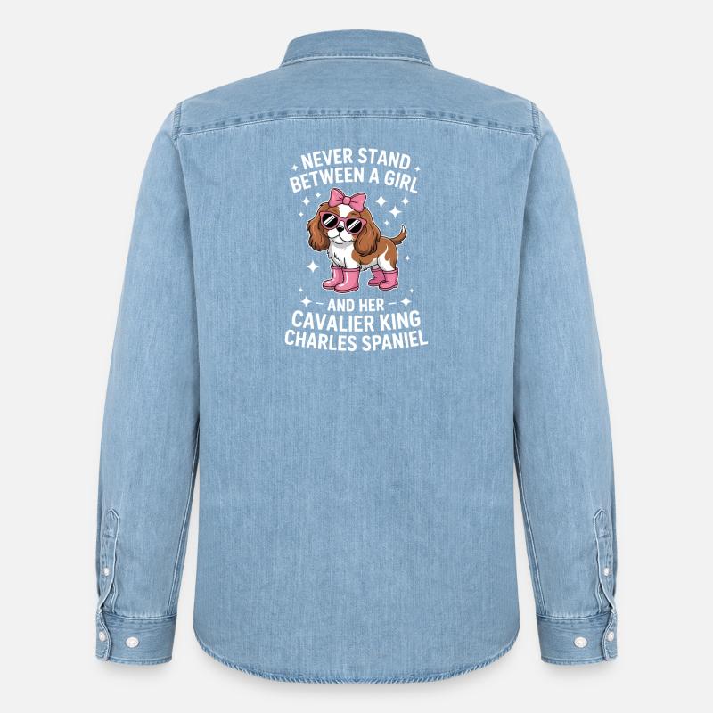 Cavalier King Charles Spaniel Geschenk - Männer Jeanshemd Organic von Stanley/Stella - verwaschenes Hellblau