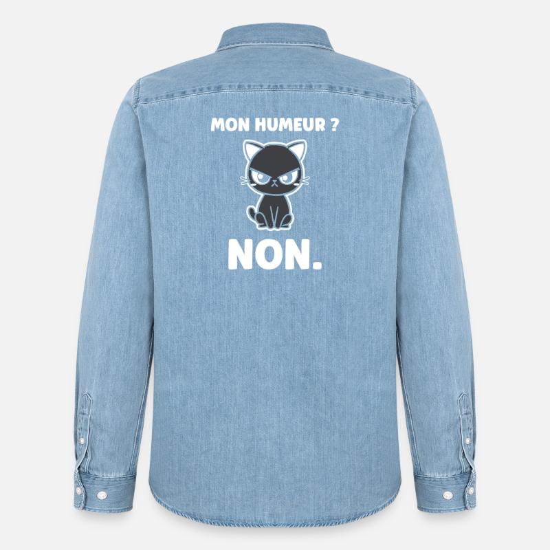 Gatto Scontroso IL MIO UMORE - Camicia in denim uomo bio di Stanley/Stella - azzurro chiaro slavato
