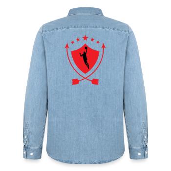 Basketball / Basketball / Basktet-Ball / Sport - Männer Jeanshemd Organic von Stanley/Stella - verwaschenes Hellblau - Hinten - AI Model Male 185 light (185cm)