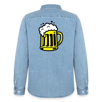 Bier Bierkrug Symbol - Männer Jeanshemd Organic von Stanley/Stella - verwaschenes Hellblau - Hinten - AI Model Male 185 light (185cm)