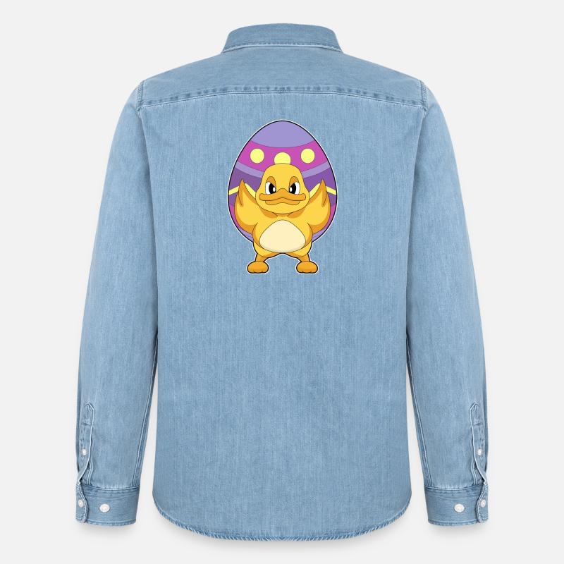 Duck Easter Easter Egg - Men’s Organic Denim Shirt by Stanley/Stella - light wash