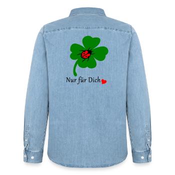 Shamrock with ladybug - Men’s Organic Denim Shirt by Stanley/Stella - light wash - Back - AI Model Male 185 light (185cm)