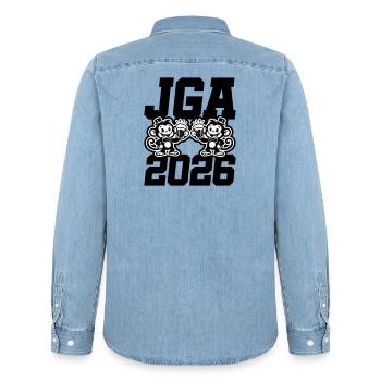 Jga 2026 Junggesellenabschied Affen - Männer Jeanshemd Organic von Stanley/Stella - verwaschenes Hellblau - Hinten - AI Model Male 185 light (185cm)