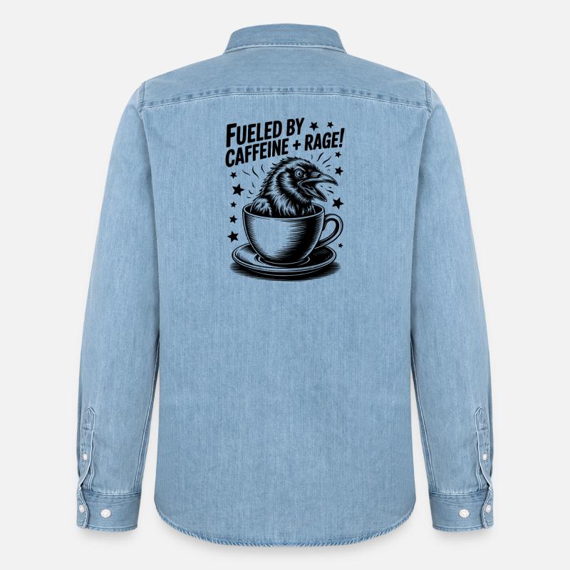 Kaffee Sprüche Koffein Lustiges Kaffee Geschenk - Männer Jeanshemd Organic von Stanley/Stella - verwaschenes Hellblau