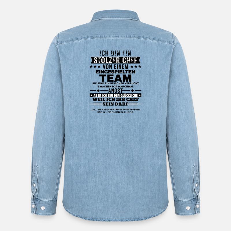Stolzer Chef von einem eingespielten Team - Männer Jeanshemd Organic von Stanley/Stella - verwaschenes Hellblau