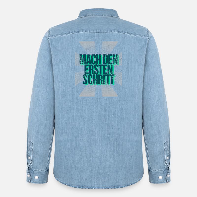 Mach den ersten Schritt – Mut Statement - Männer Jeanshemd Organic von Stanley/Stella - verwaschenes Hellblau