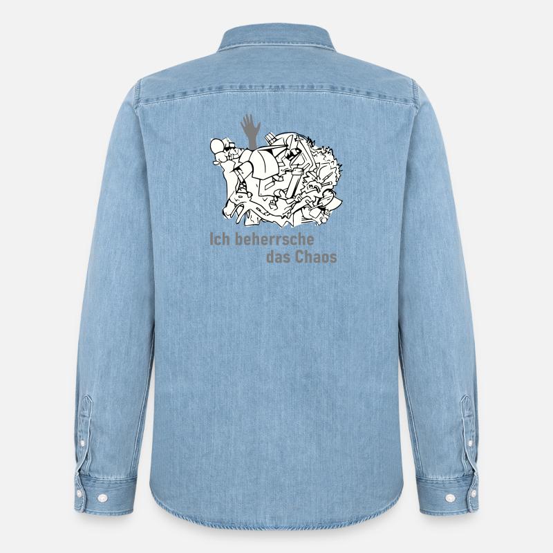 Ich behersche das Chaos - Männer Jeanshemd Organic von Stanley/Stella - verwaschenes Hellblau