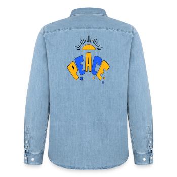 Paix - Chemise en denim homme bio Stanley/Stella - bleu clair délavé - Dos - AI Model Male 185 light (185cm)