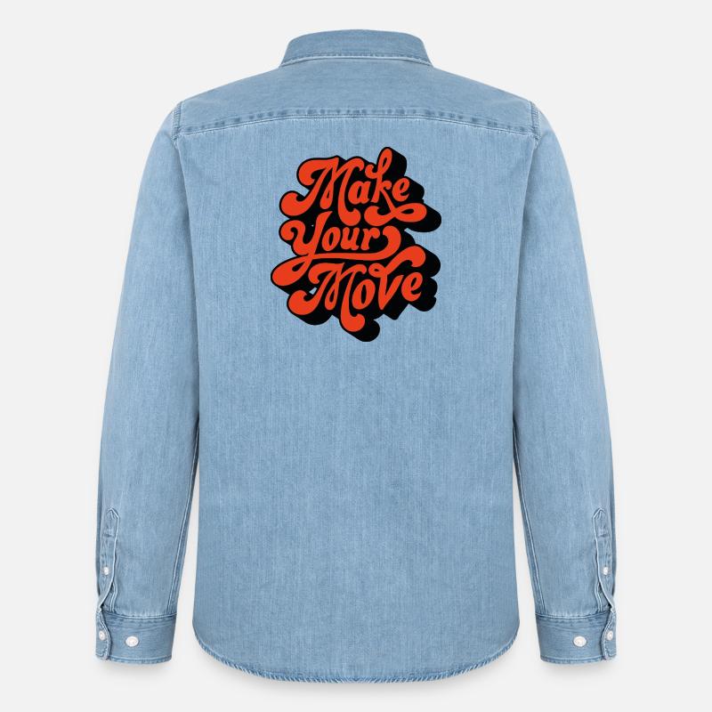 Make Your Move Retro-Skript - Männer Jeanshemd Organic von Stanley/Stella - verwaschenes Hellblau