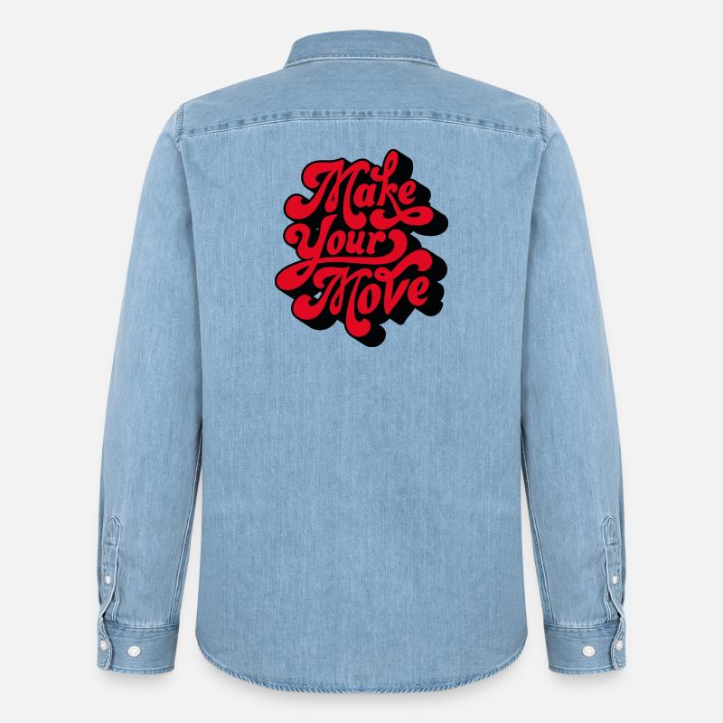 Make Your Love Retro Script - Männer Jeanshemd Organic von Stanley/Stella - verwaschenes Hellblau