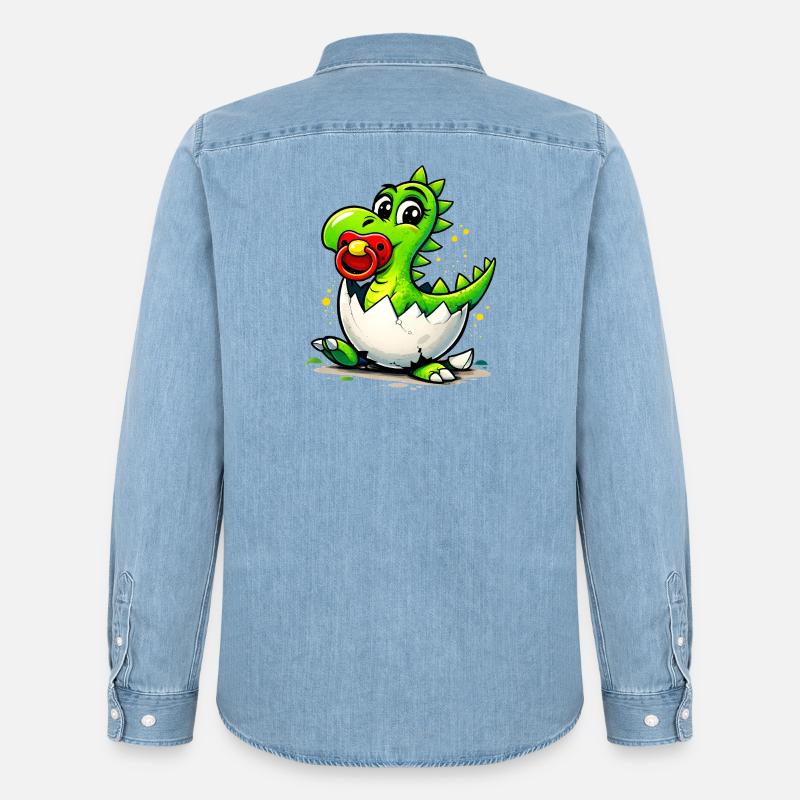 Baby Drache mit Schnuller - Männer Jeanshemd Organic von Stanley/Stella - verwaschenes Hellblau