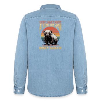 Funny Honey Badger - Männer Jeanshemd Organic von Stanley/Stella - verwaschenes Hellblau - Hinten - AI Model Male 185 light (185cm)