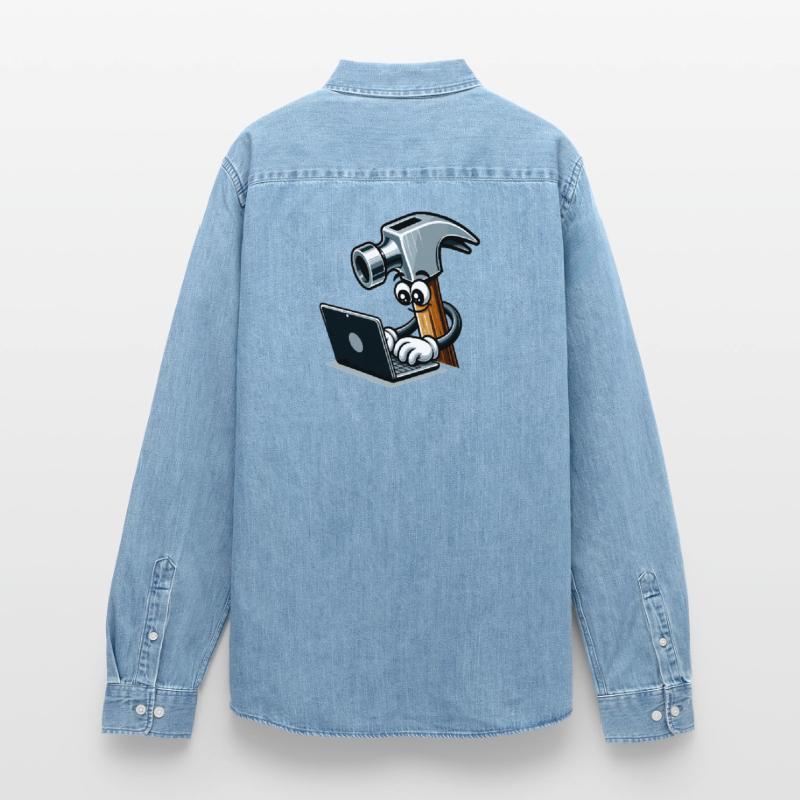 HammerCode: Tool meets bits Men’s Organic Denim Shirt by Stanley/Stella