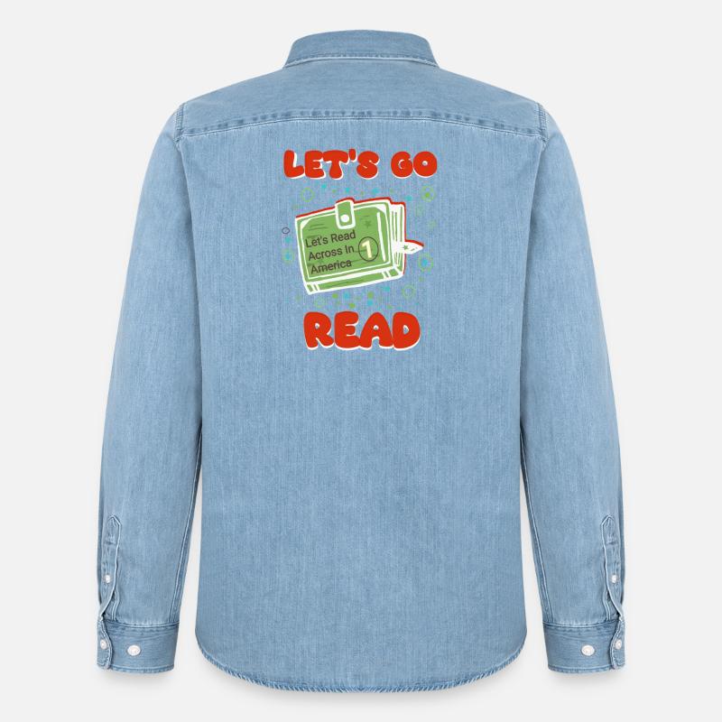 Lesen Sie Quer durch Amerika - Männer Jeanshemd Organic von Stanley/Stella - verwaschenes Hellblau