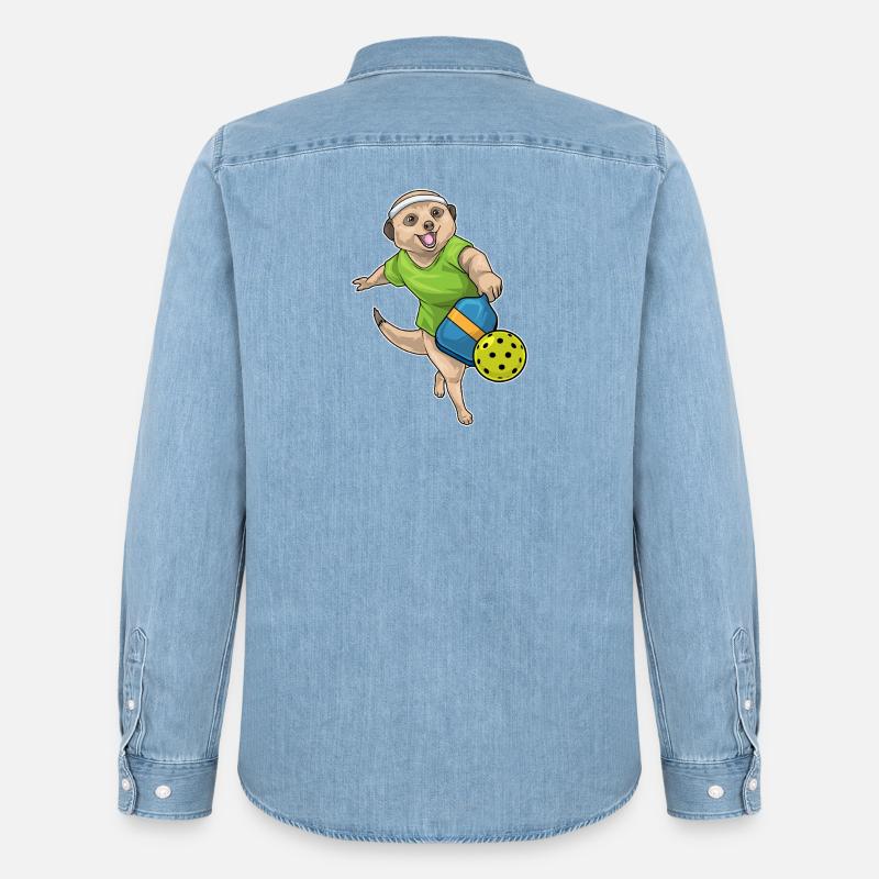 Erdmännchen Pickleball - Männer Jeanshemd Organic von Stanley/Stella - verwaschenes Hellblau