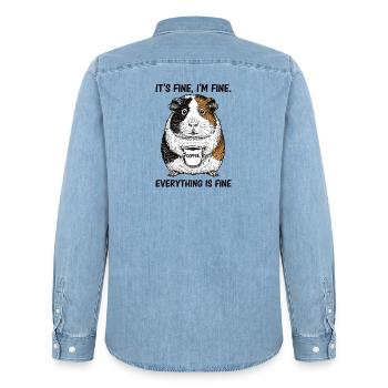 Its Fine Im Fine Kaffee Meerschweinchen - Männer Jeanshemd Organic von Stanley/Stella - verwaschenes Hellblau - Hinten - AI Model Male 185 light (185cm)