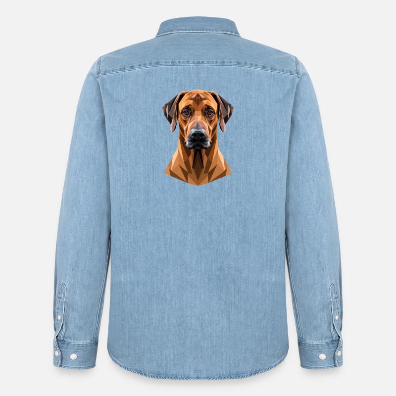 Rhodesian Ridgeback Jagdhund Hunde Stolz Ridgeback - Männer Jeanshemd Organic von Stanley/Stella - verwaschenes Hellblau