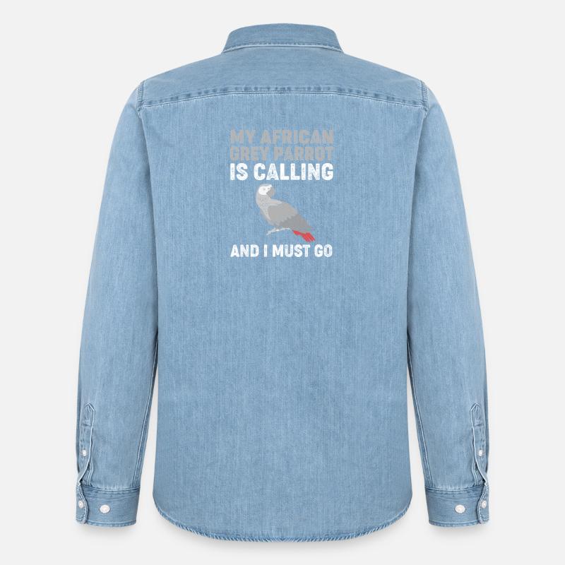 Papagei Grau Graupapagei - Männer Jeanshemd Organic von Stanley/Stella - verwaschenes Hellblau