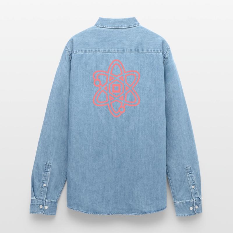 Atom Symbol Physics Core Men’s Organic Denim Shirt by Stanley/Stella