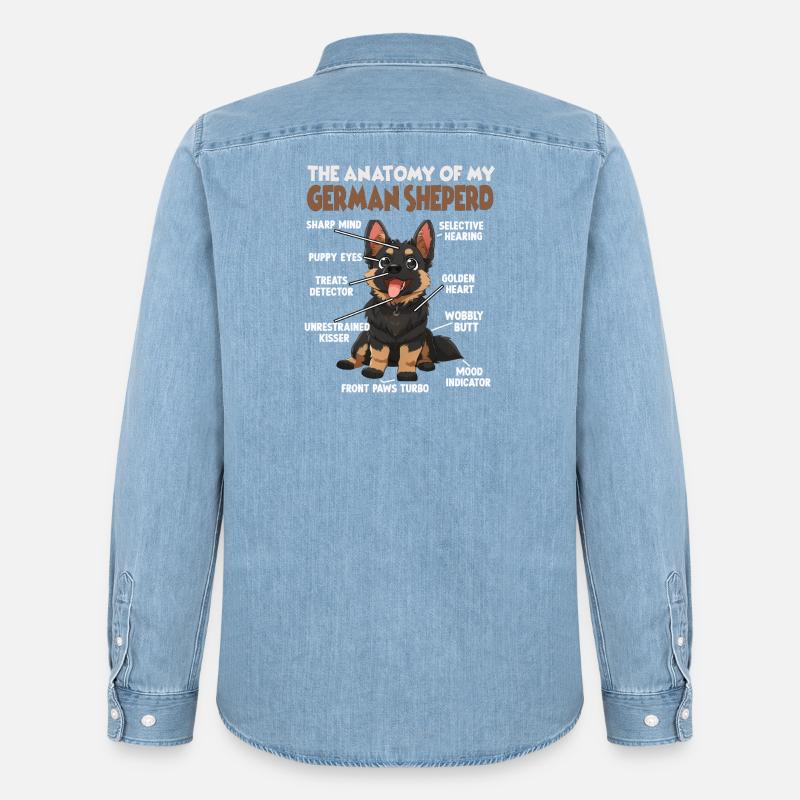 Schäferhund Gassi T Hundehalter Schäferhund - Männer Jeanshemd Organic von Stanley/Stella - verwaschenes Hellblau