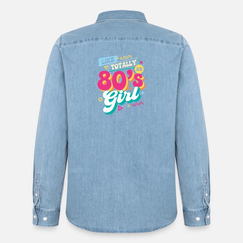 Tipo vibrazioni totalmente retrò da ragazze anni '80 - Camicia in denim uomo bio di Stanley/Stella - azzurro chiaro slavato