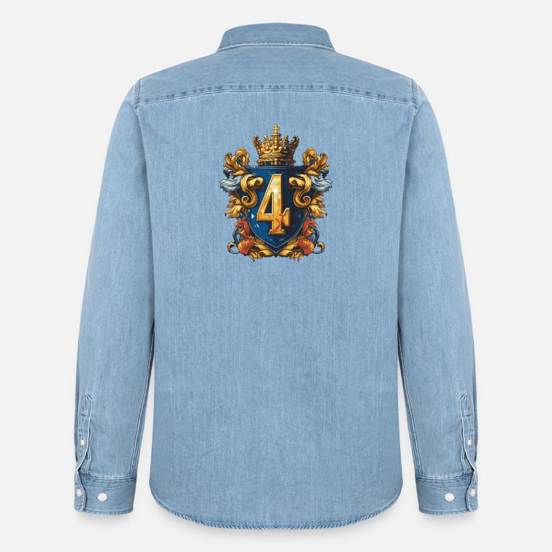 4 Numero di stemmi - Camicia in denim uomo bio di Stanley/Stella - azzurro chiaro slavato