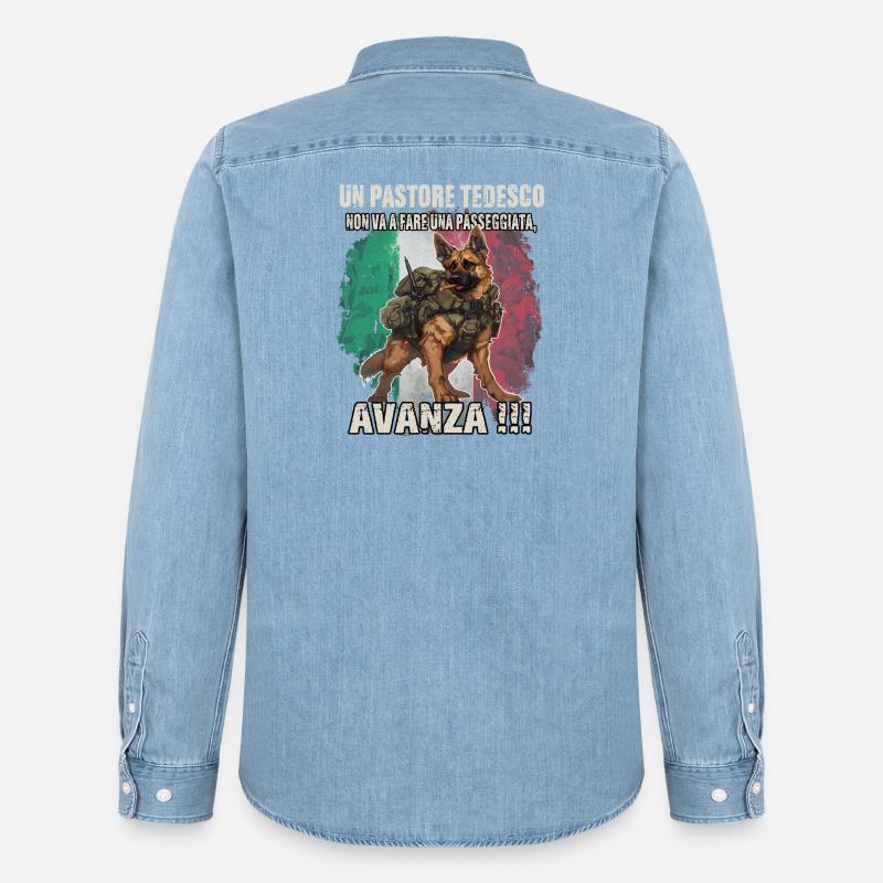Proprietario di cane pastore tedesco T Shepherd - Camicia in denim uomo bio di Stanley/Stella - azzurro chiaro slavato