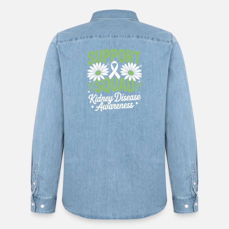 Nierenbewusstsein des Support Squad - Männer Jeanshemd Organic von Stanley/Stella - verwaschenes Hellblau