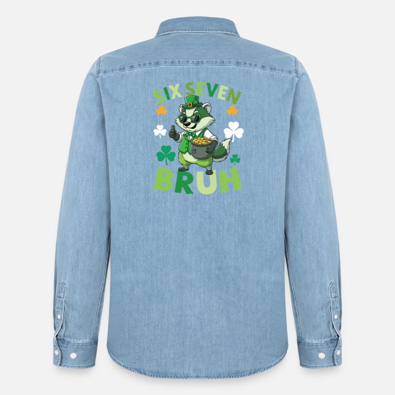 St. Patrick's Day Waschbär - Männer Jeanshemd Organic von Stanley/Stella - verwaschenes Hellblau