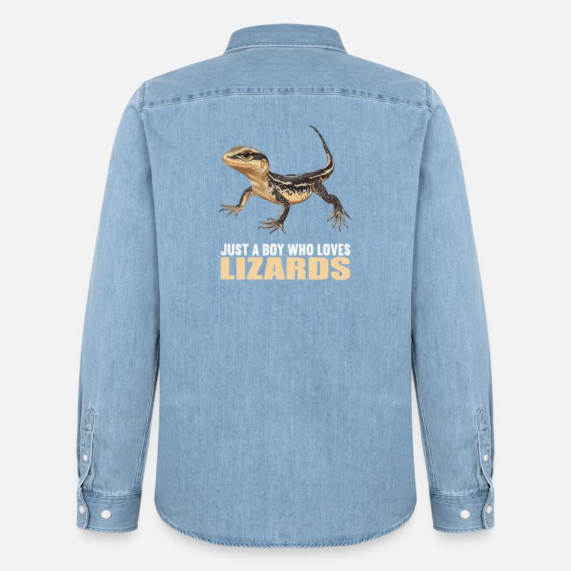 Eidechsen Eidechse - Männer Jeanshemd Organic von Stanley/Stella - verwaschenes Hellblau