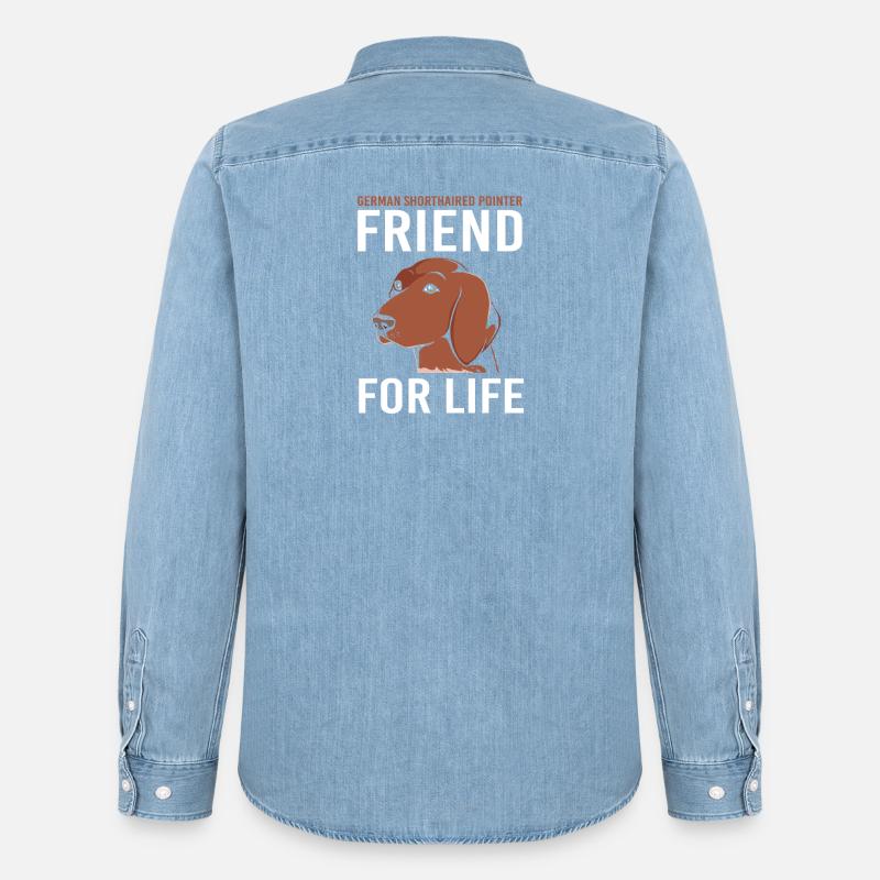 German Pointer Hund Deutsch Kurzhaar - Männer Jeanshemd Organic von Stanley/Stella - verwaschenes Hellblau