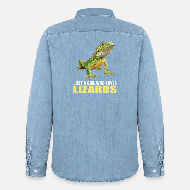 Eidechsen Eidechse - Männer Jeanshemd Organic von Stanley/Stella - verwaschenes Hellblau
