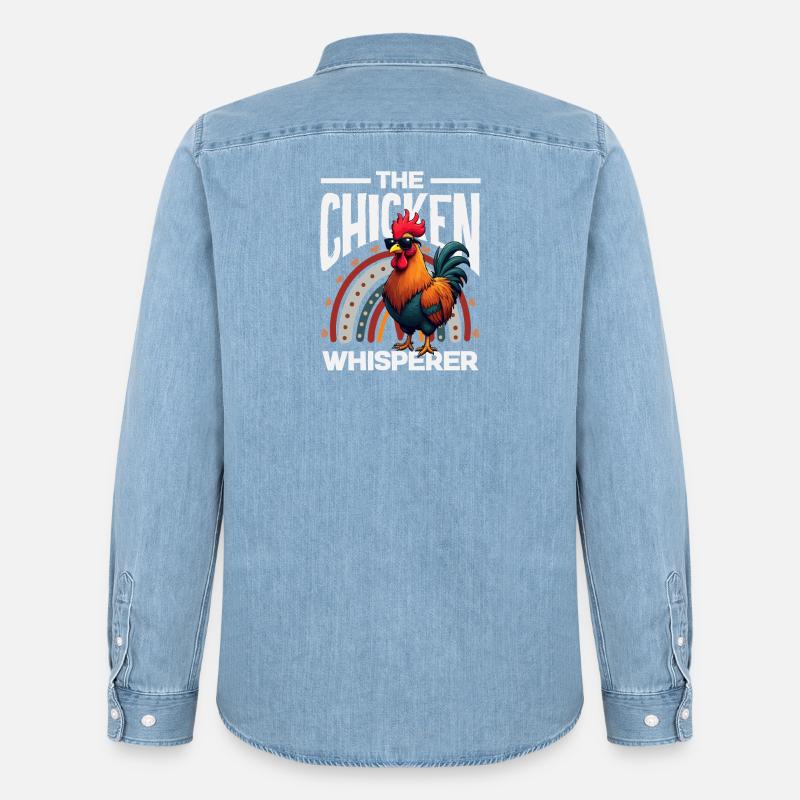 Der Hühnerflüsterer Cooler Hahn - Männer Jeanshemd Organic von Stanley/Stella - verwaschenes Hellblau