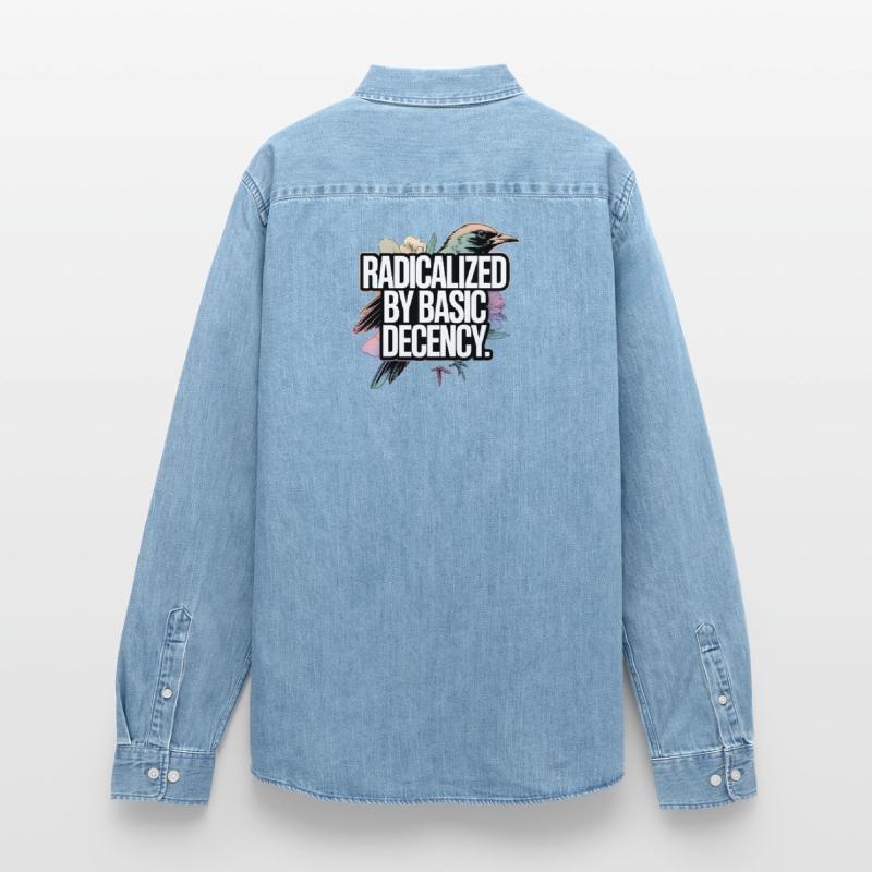 Radicalized by Basic Decency Statement Men’s Organic Denim Shirt by Stanley/Stella