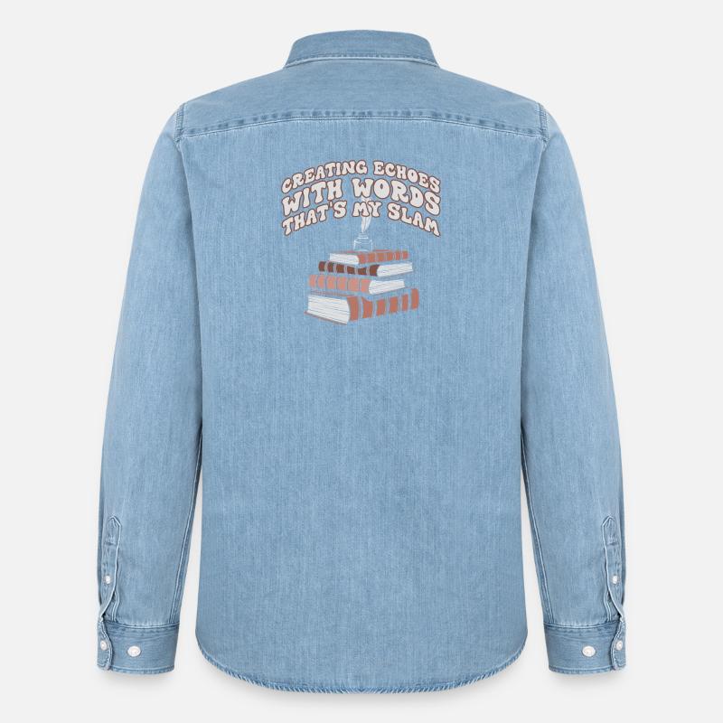 Echos durch Worte Slam-Stack - Männer Jeanshemd Organic von Stanley/Stella - verwaschenes Hellblau