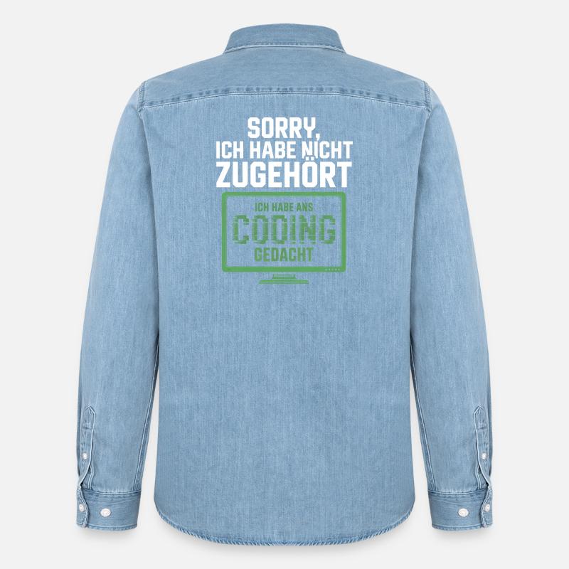 Sorry, I thought coding - Men’s Organic Denim Shirt by Stanley/Stella - light wash