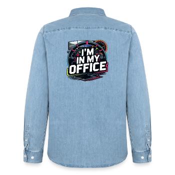 Je suis dans mon bureau - Chemise en denim homme bio Stanley/Stella - bleu clair délavé - Dos - AI Model Male 185 light (185cm)